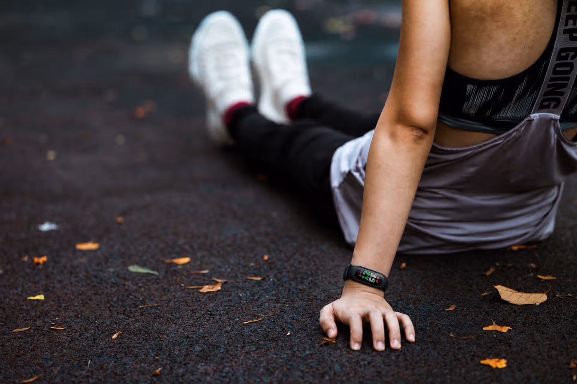 Google Fitbit Charge 6 worn during a fitness workout