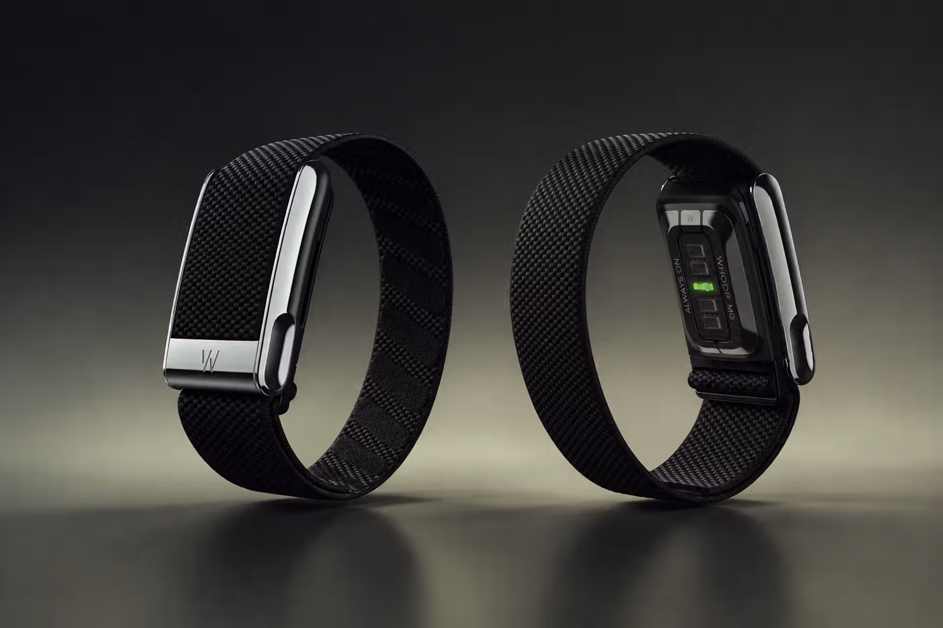 WHOOP MG black wearable with conductive ECG-ready clasp