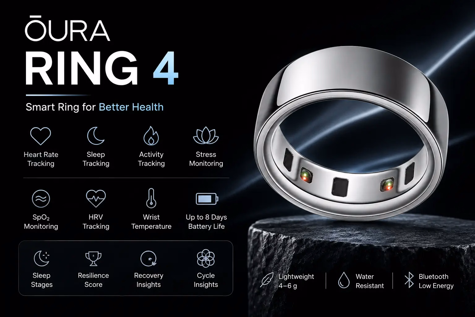 Oura Ring 4 smart ring with health, sleep, activity and heart rate tracking features